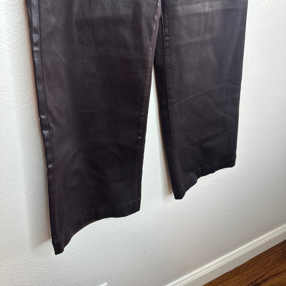 PAIGE Anessa Coated Wide Leg Ankle Jeans Chicory Coffee Brown High Rise Size 30 - Picture 9 of 9